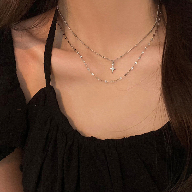 Women's Double-layer Twin Titanium Steel Necklace 2668south