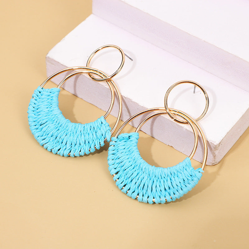 Women's Fashion Creative Hand Weaving Stud Earrings 2668south