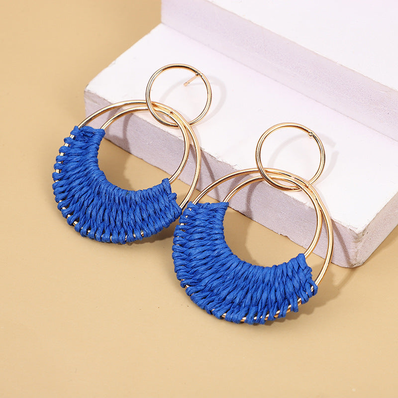 Women's Fashion Creative Hand Weaving Stud Earrings 2668south