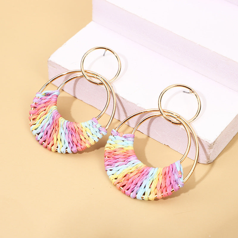 Women's Fashion Creative Hand Weaving Stud Earrings 2668south