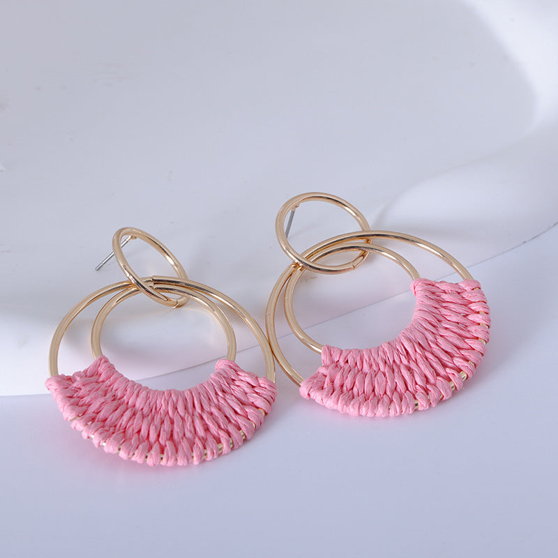 Women's Fashion Creative Hand Weaving Stud Earrings 2668south