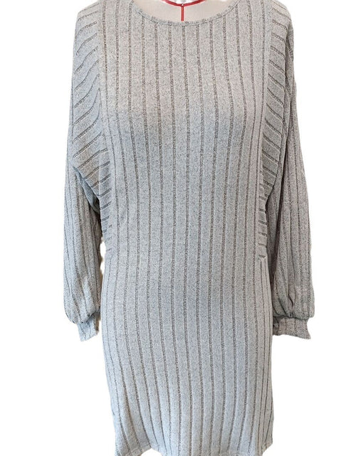 Load image into Gallery viewer, Women&#39;s Irregular Sunken Stripe Long Sleeve Knitted Dress 2668south
