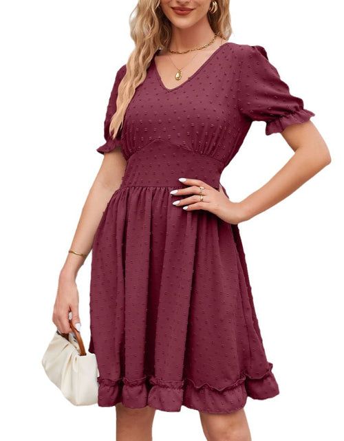 Load image into Gallery viewer, Women&#39;s Jacquard V-neck Waist-tight Beach Casual Dress 2668south
