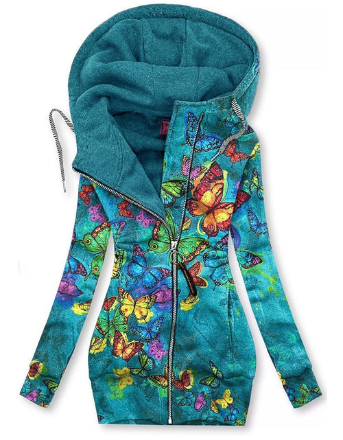 Load image into Gallery viewer, Women&#39;s Long-sleeved flower print Zip Hoodie 2668south
