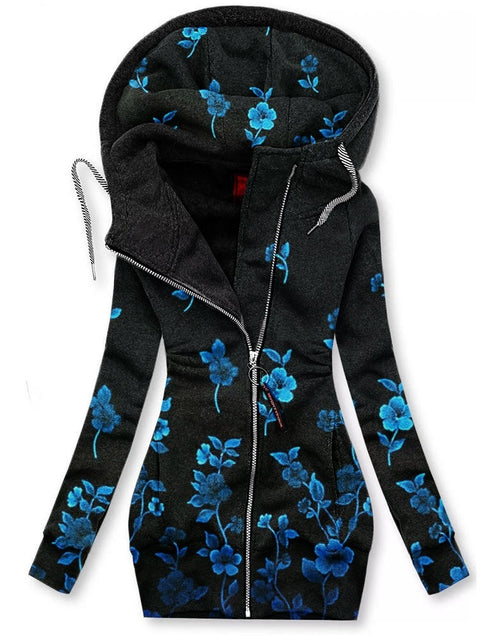 Load image into Gallery viewer, Women&#39;s Long-sleeved flower print Zip Hoodie 2668south
