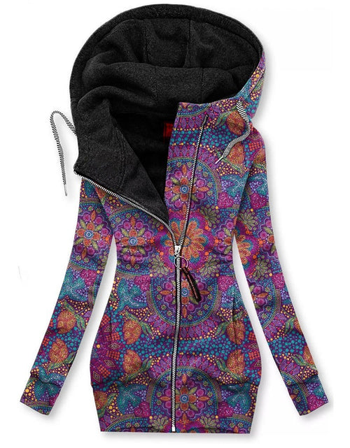 Load image into Gallery viewer, Women&#39;s Long-sleeved flower print Zip Hoodie 2668south
