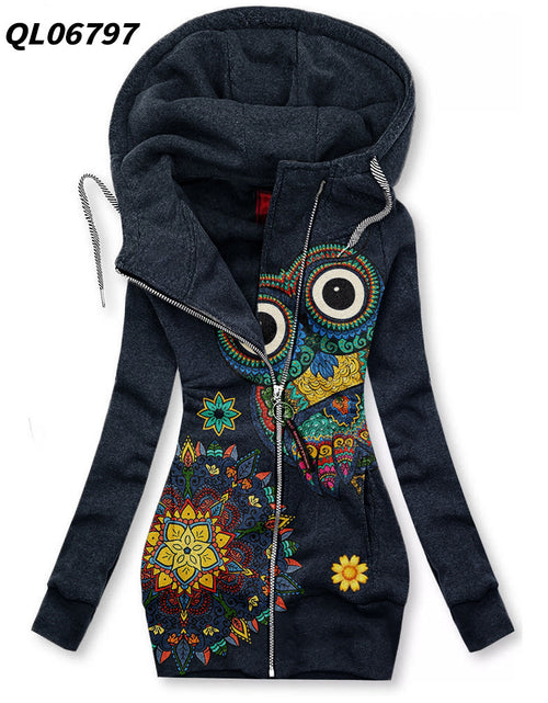 Load image into Gallery viewer, Women&#39;s Long-sleeved flower print Zip Hoodie 2668south
