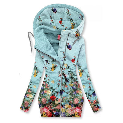 Women's Long-sleeved flower print Zip Hoodie 2668south