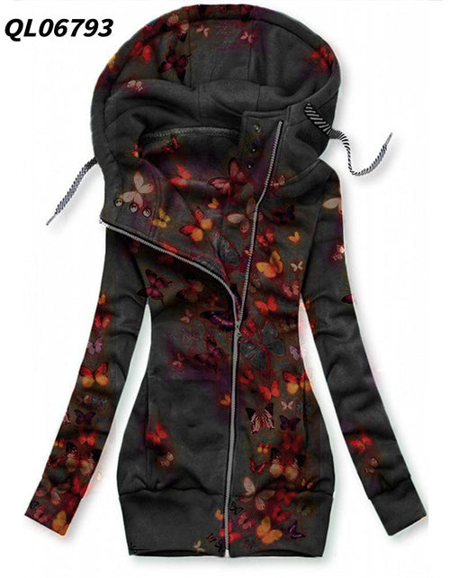 Load image into Gallery viewer, Women&#39;s Long-sleeved flower print Zip Hoodie 2668south
