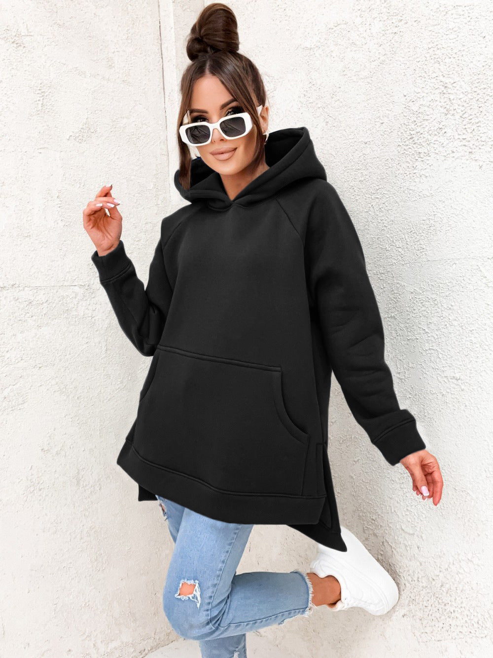 Women's Solid Color Hooded Casual Loose Sweater 2668south