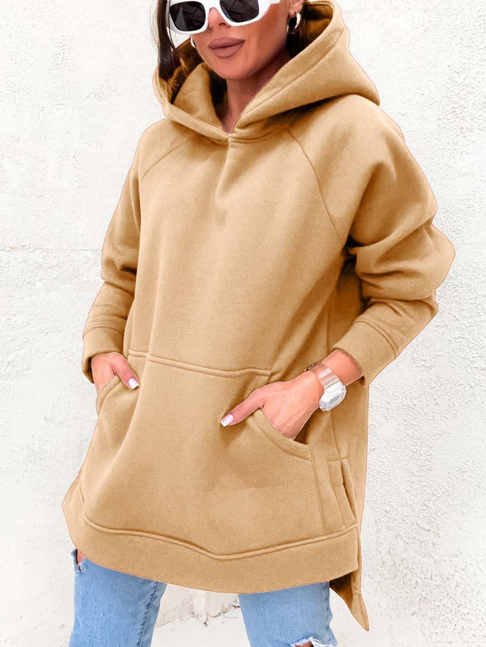 Women's Solid Color Hooded Casual Loose Sweater 2668south