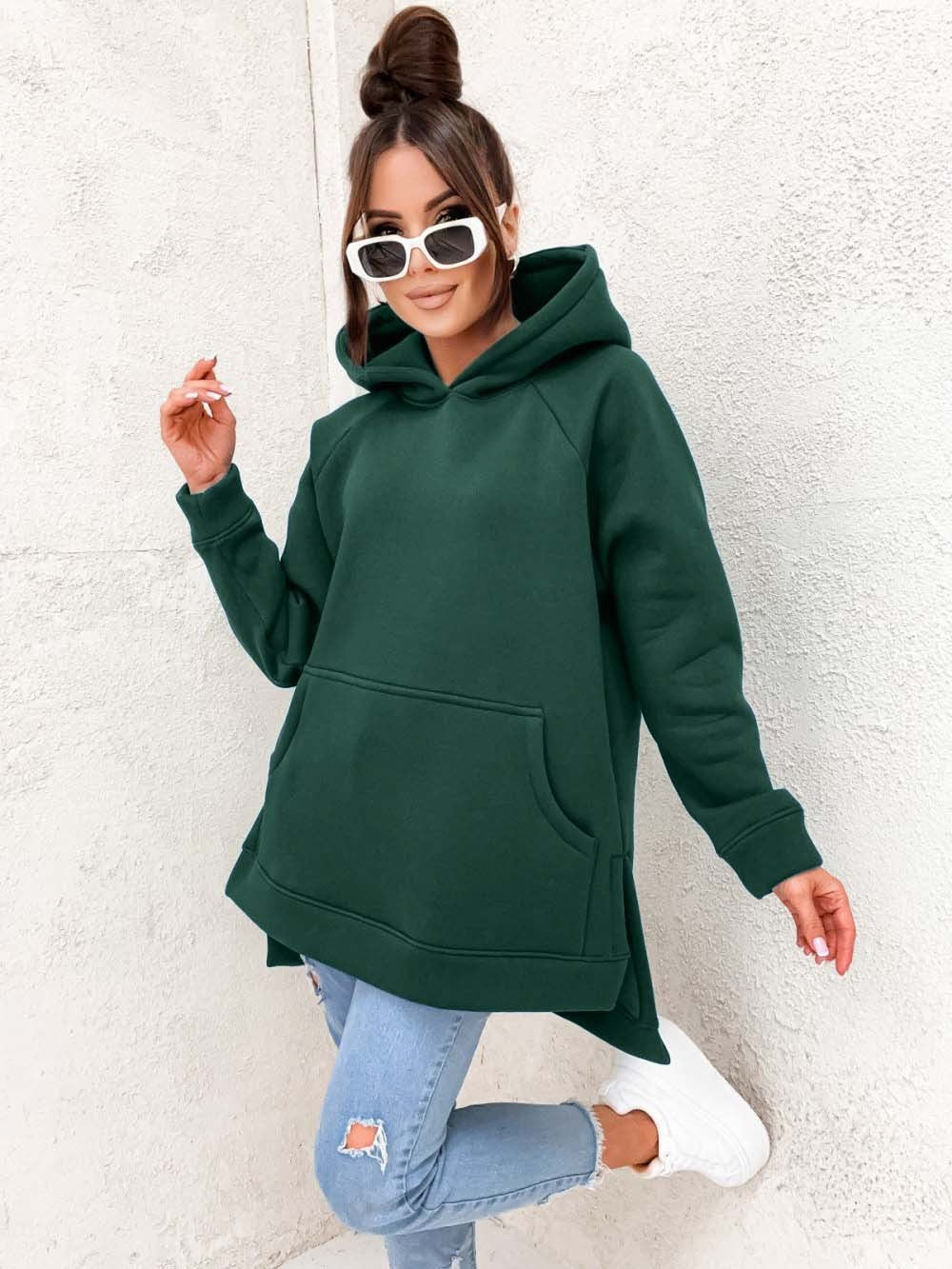 Women's Solid Color Hooded Casual Loose Sweater 2668south