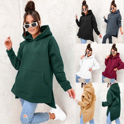 Women's Solid Color Hooded Casual Loose Sweater 2668south