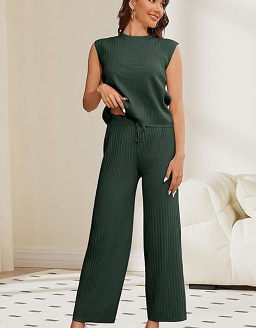 Load image into Gallery viewer, Women&#39;s Sweater Suit Sleeveless Top High-waisted Trousers 2668south
