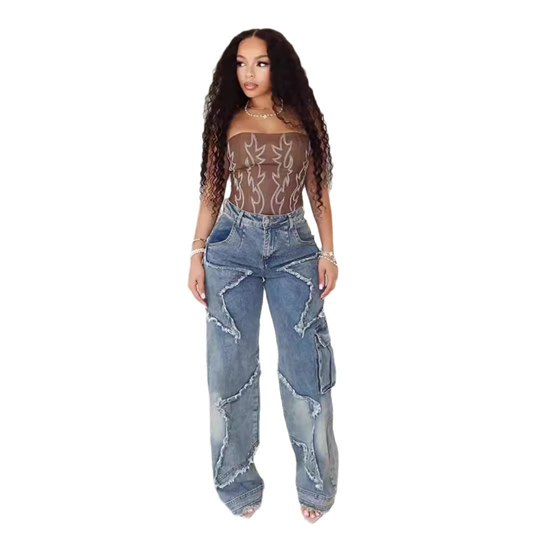 XINGX Fringed Burr Loose Straight Casual Pants 2668south