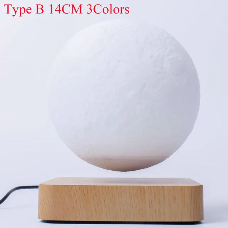 ZK30 Levitating Moon Lamp Night Light Floating 3D Printing LED Moon Lamp with Wooden Base and Magnetic with 3 Colors 2668south