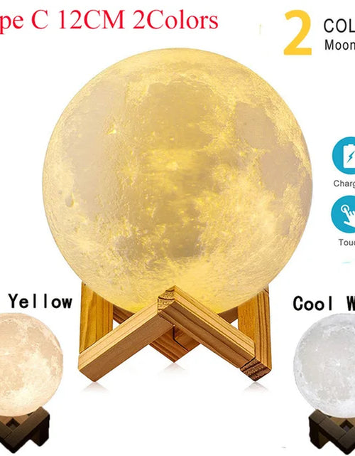 Load image into Gallery viewer, ZK30 Levitating Moon Lamp Night Light Floating 3D Printing LED Moon Lamp with Wooden Base and Magnetic with 3 Colors 2668south
