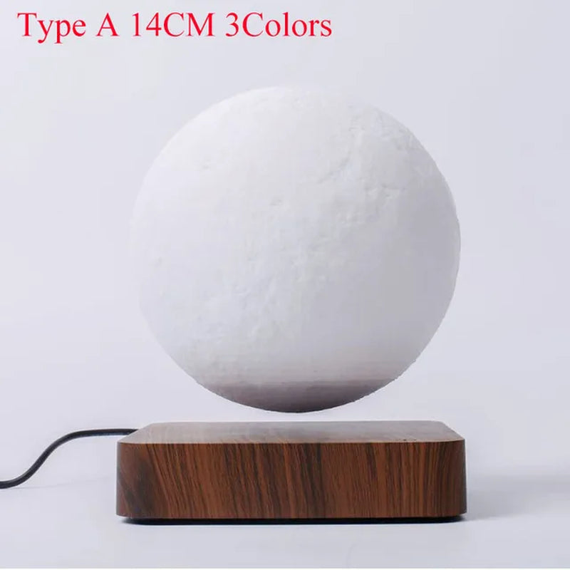 ZK30 Levitating Moon Lamp Night Light Floating 3D Printing LED Moon Lamp with Wooden Base and Magnetic with 3 Colors 2668south