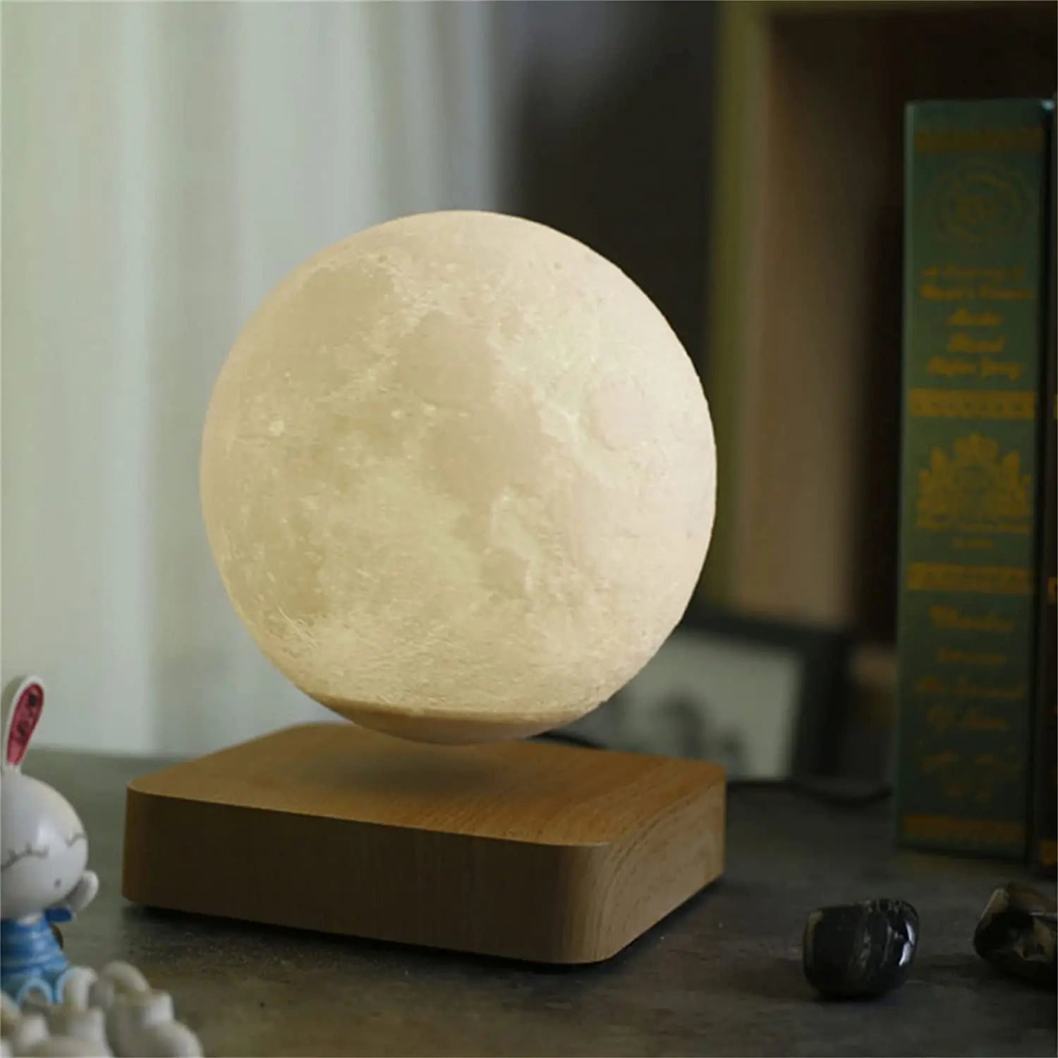 ZK30 Levitating Moon Lamp Night Light Floating 3D Printing LED Moon Lamp with Wooden Base and Magnetic with 3 Colors 2668south