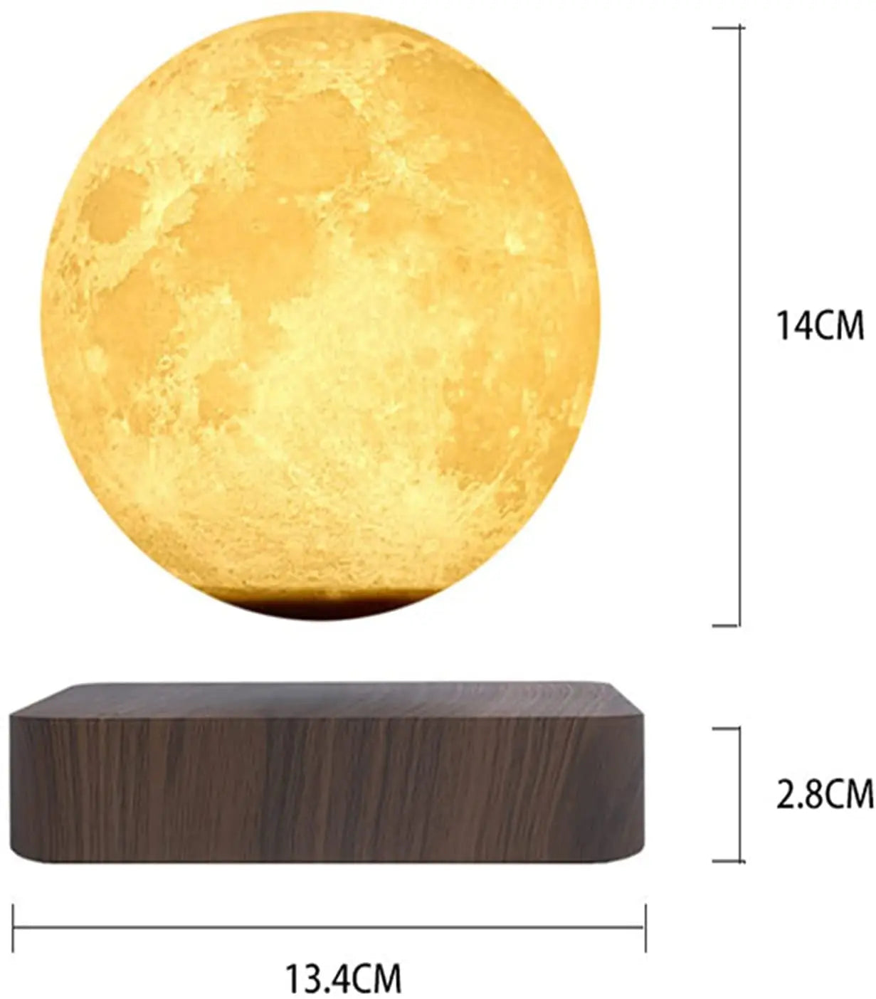 ZK30 Levitating Moon Lamp Night Light Floating 3D Printing LED Moon Lamp with Wooden Base and Magnetic with 3 Colors 2668south