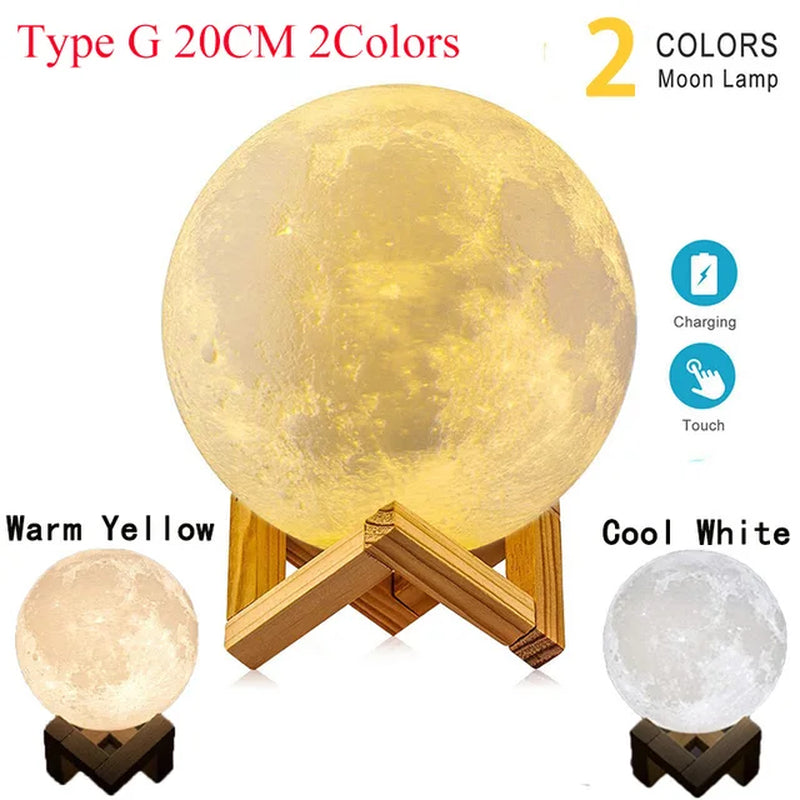 ZK30 Levitating Moon Lamp Night Light Floating 3D Printing LED Moon Lamp with Wooden Base and Magnetic with 3 Colors 2668south