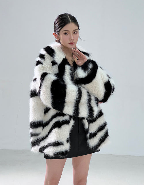 Load image into Gallery viewer, Zebra Print Short Green Fur For Women 2668south
