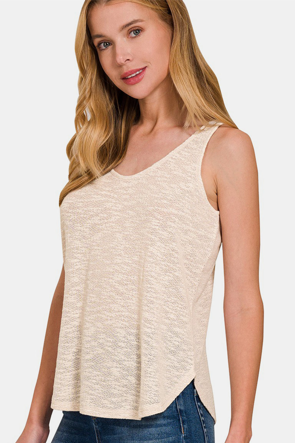 Zenana Curved Hem Round Neck Tank 2668south