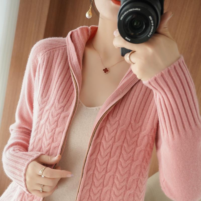 Zipper Sweater Coat Women's Knitted Cardigan Short Stand Collar Loose 2668south