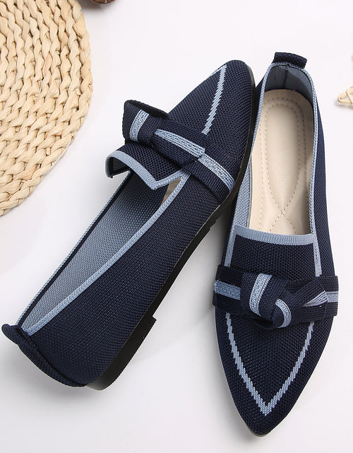 Load image into Gallery viewer, Bow Contrast Trim Point Toe Loafers
