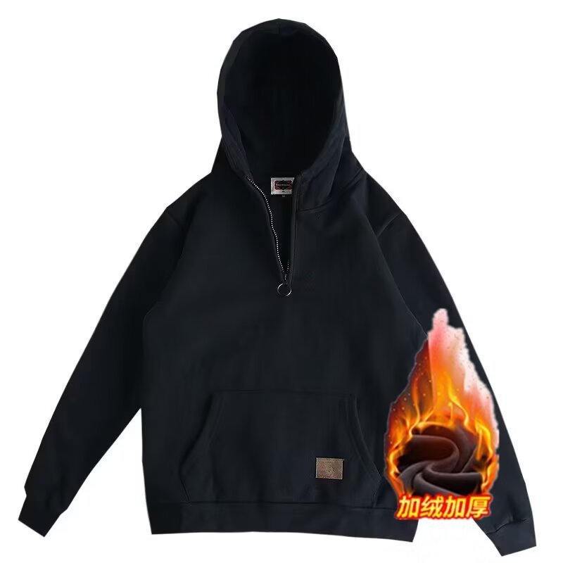 Half Open Collar Hooded Men's Sweater