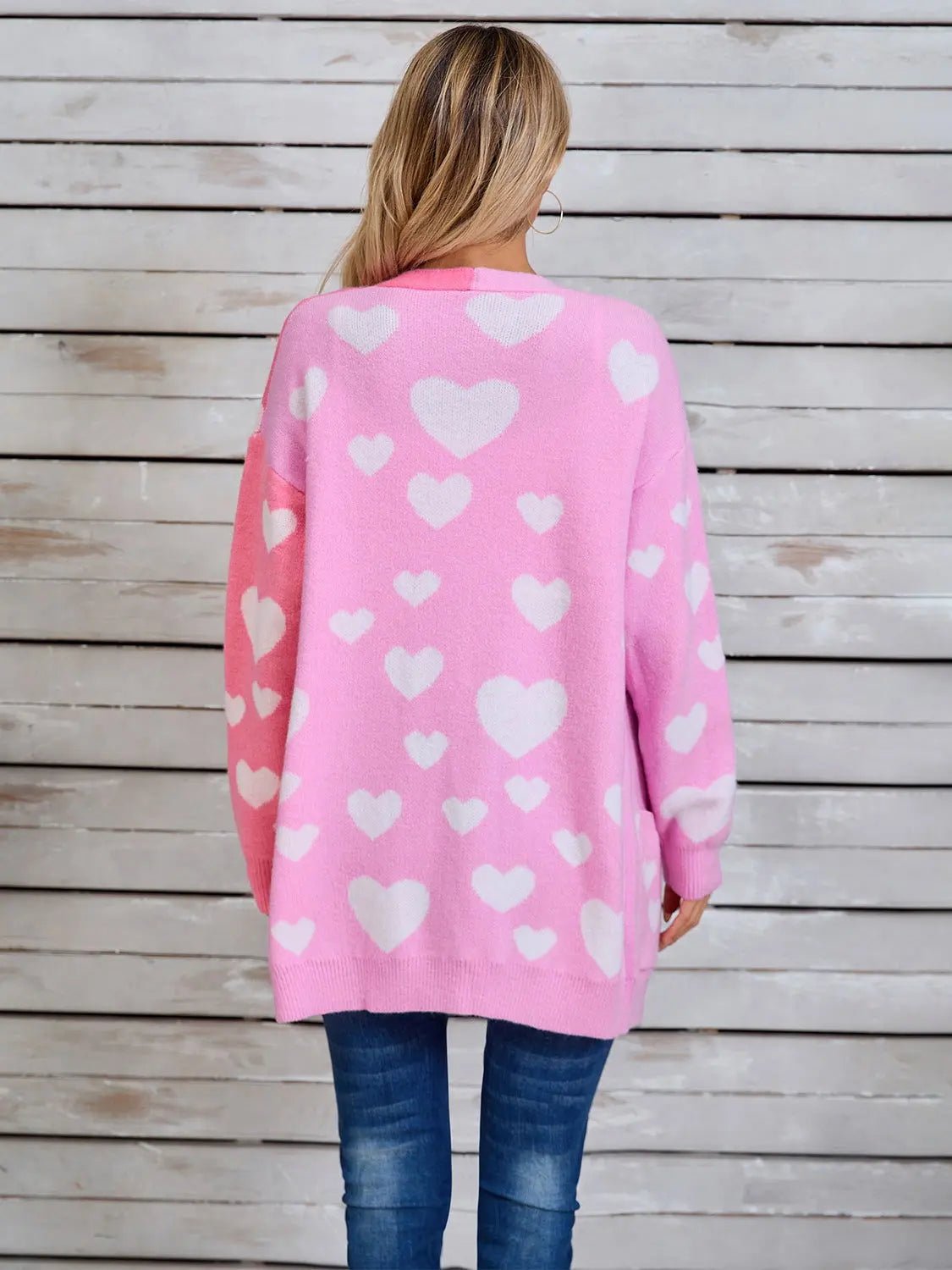 Angel Wings Heart Open Front Long Sleeve Cardigan - 2668south