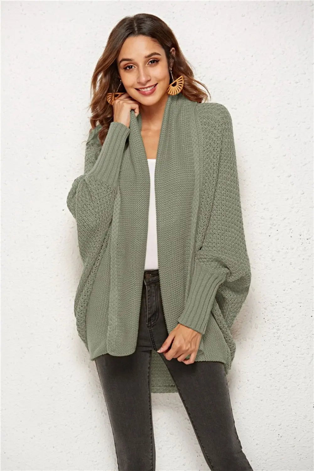 Angel Wings Open Front Batwing Sleeve Cardigan - 2668south