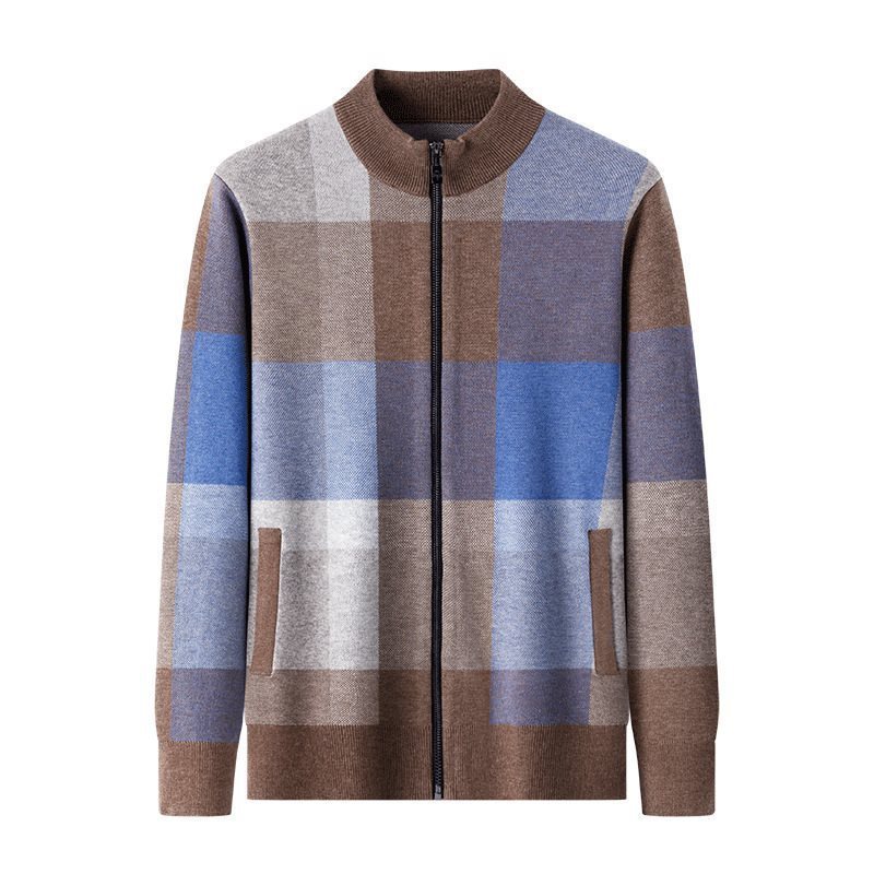 Autumn Striped Color Matching Cardigan Men's Knitting Sweater Versatile Loose - 2668south