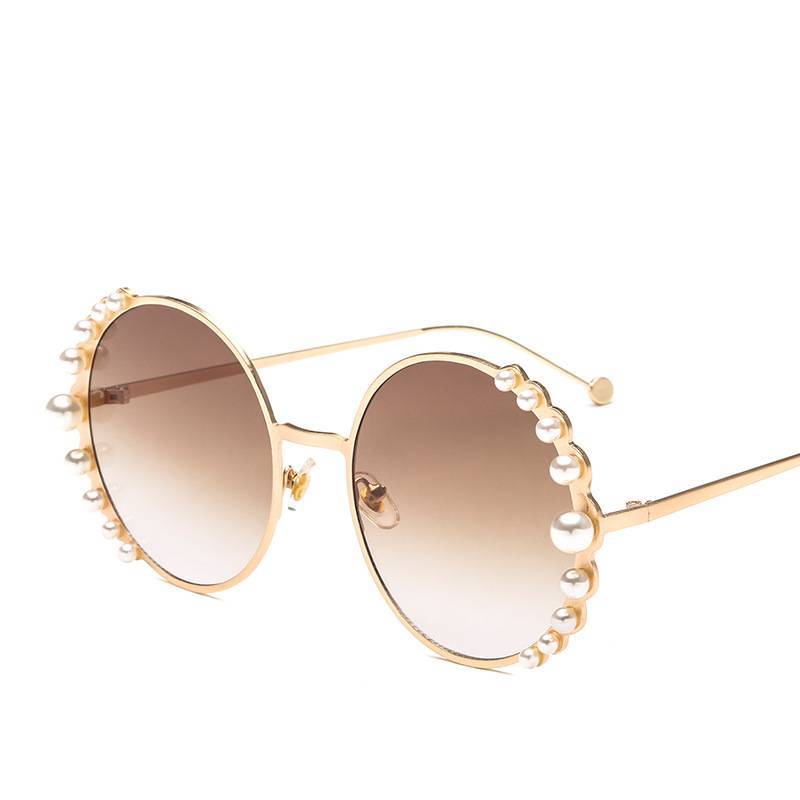 Round frame pearl sunglasses ladies sunglasses