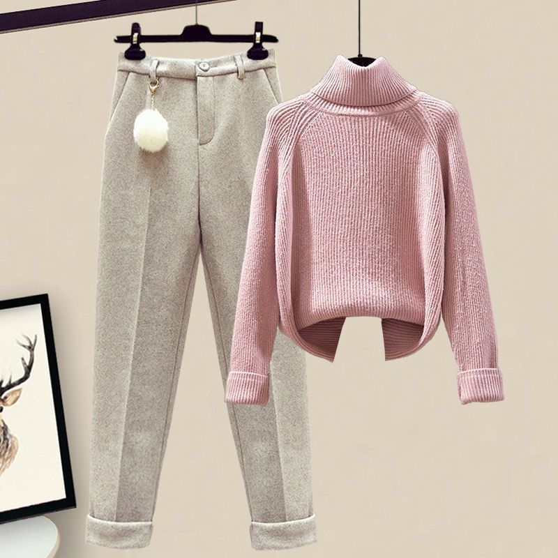 Women's Casual Sweater Haren Pants And Velvet Cotton Suit Set My Store