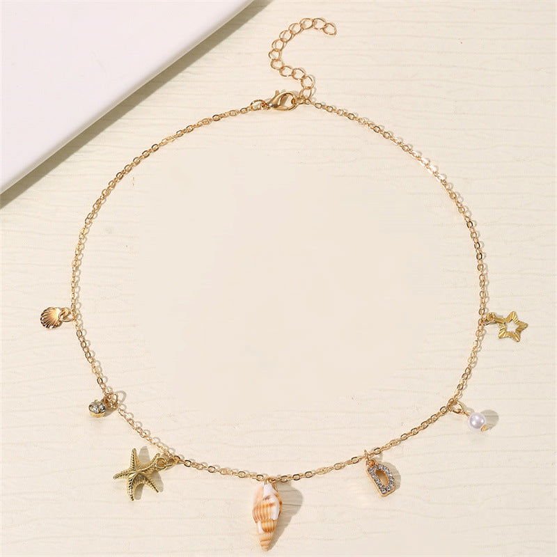 Beach Ocean Style 26 Letter Pearl Shell Necklace - 2668south