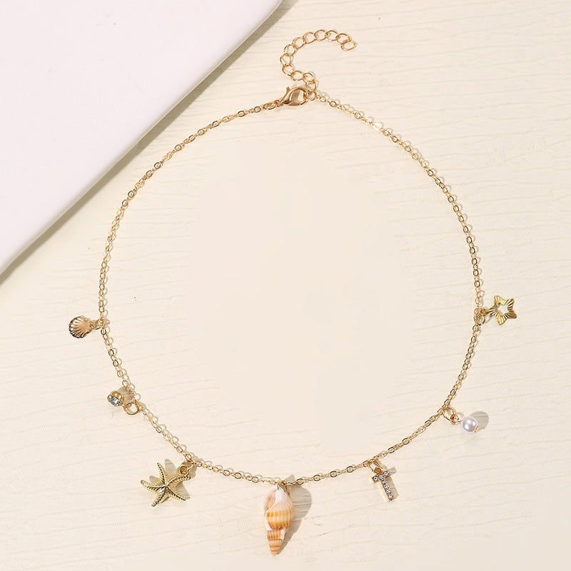 Beach Ocean Style 26 Letter Pearl Shell Necklace - 2668south