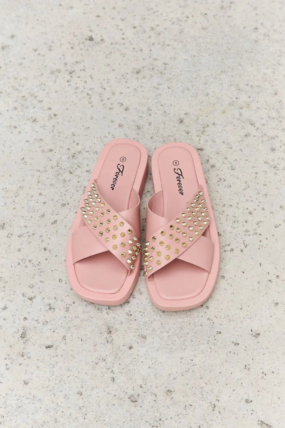 blush sandals Forever Link Studded Cross Strap Sandals in Blush 2668south