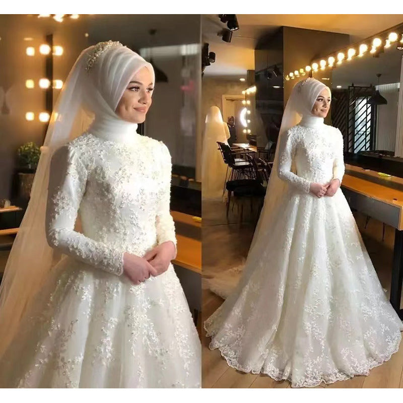 Long Sleeve White Dignified Wedding Dress