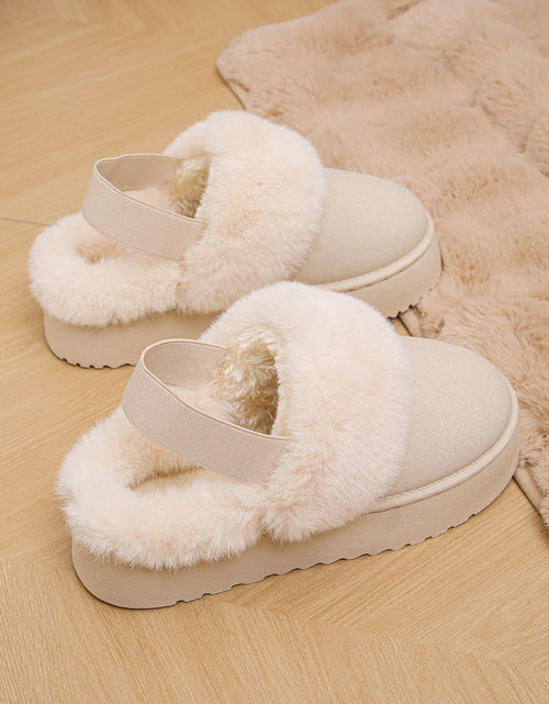 Load image into Gallery viewer, Faux Fur Round Toe Platform Slippers
