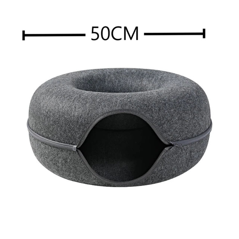 Donut Pet Cat Tunnel Interactive Play Toy Cat Bed Dual Use Ferrets Rabbit Bed Tunnels Indoor Toys Cats House Kitten Training Toy - 2668south