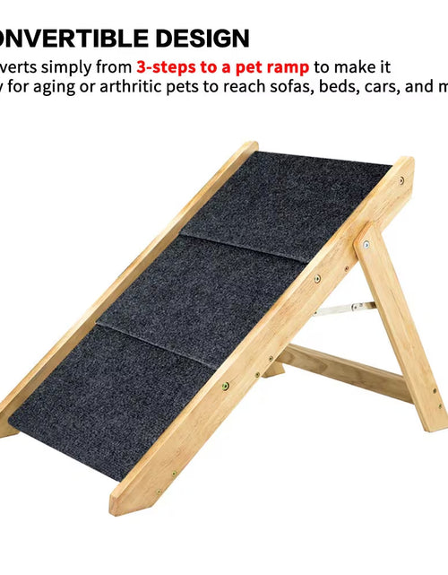 Load image into Gallery viewer, Wood Pet Stairs Pet Steps  Foldable 3 Levels Dog Stairs  Ramp Perfect For Beds And Cars Portable Dog Cat Ladder Up To 110 Pounds
