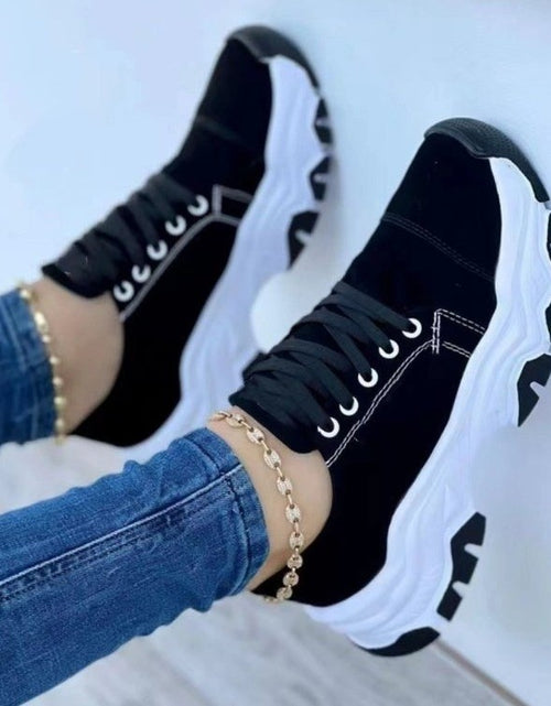 Load image into Gallery viewer, Lace-Up Round Neck Platform Sneakers
