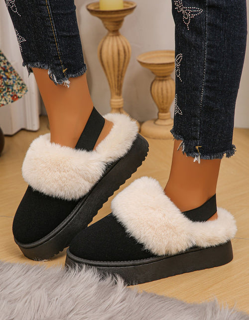 Load image into Gallery viewer, Faux Fur Round Toe Platform Slippers
