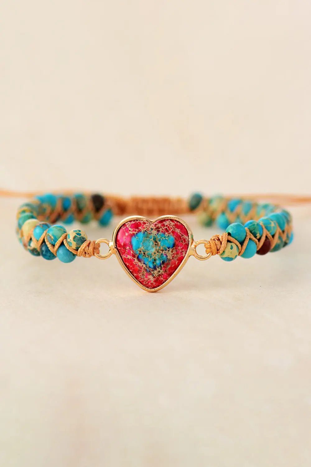 Handmade Heart Shape Natural Stone Bracelet - 2668south