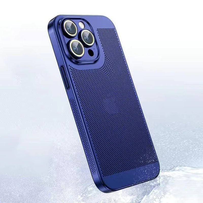 Heat Dissipation Phone Case for 15 14 11 12 13 Pro Max 14Plus XS Max Mini Cover Electroplated Border Honeycomb Mesh Shell - 2668south