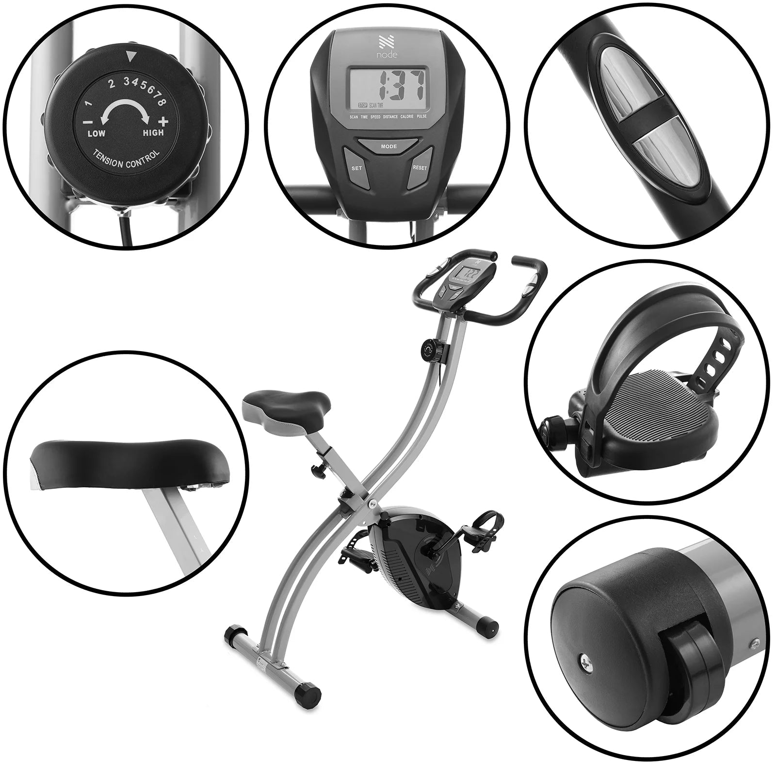 Indoor Cycling Bike - Folding, Upright Stationary Exercise Cycle with Magnetic Resistance - 2668south