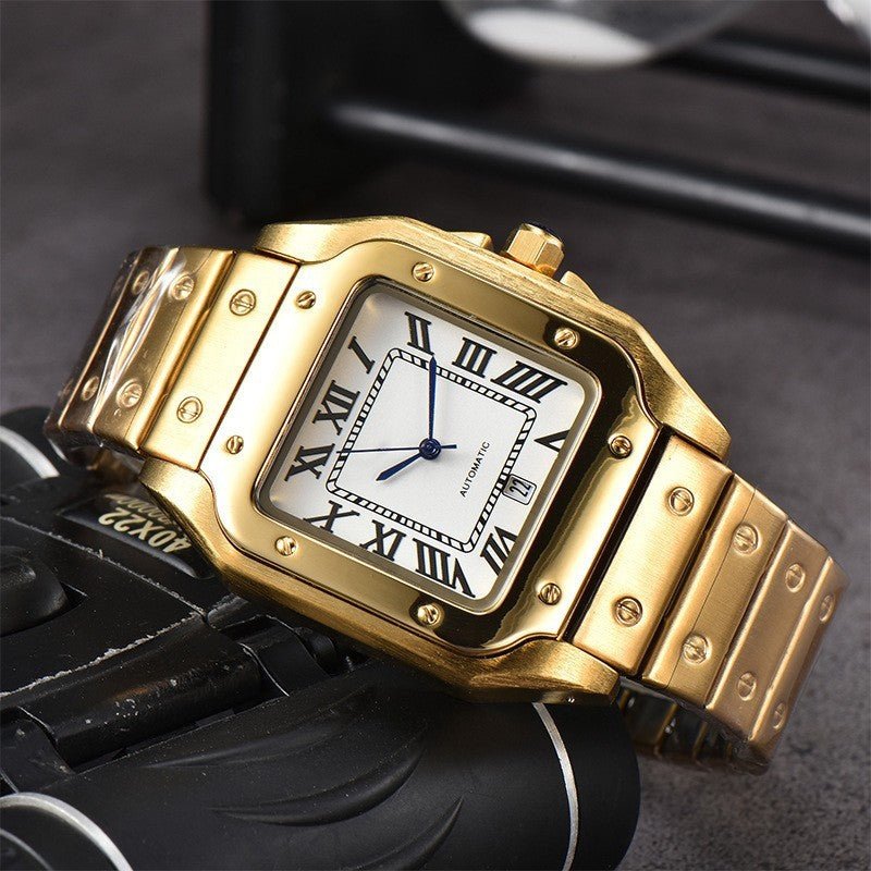 Men's 3 - pin Quartz Square All - steel Watch - 2668south