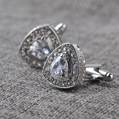 Men's Shirt Cufflinks Triangle Crystal French Diamond - 2668south