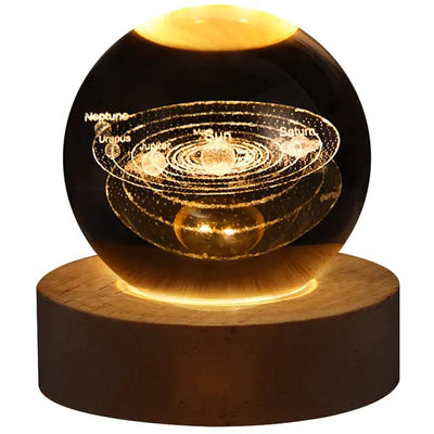 USB LED Night Light, Galaxy Crystal Ball Lamp, 3D Planet Moon Lamp, Home Decoration - 2668south